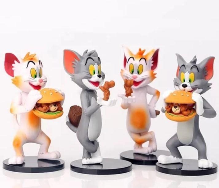 Tom & Jerry - Set of 2 Figures - Action Figure | Best Animated Most Loved Cartoon | Cat & Mouse Partners | Cake Toppers | Room Garden | Design B