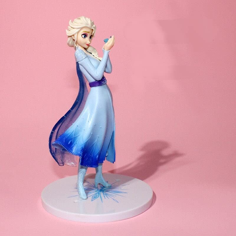 Disney Princess Frozen 2 Elsa | 19 cm | Snow Queen with Fire Lizard in Hand | Anime Dolls Figurines Kids Toy Children Gift | Cake Toppers