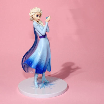 Disney Princess Frozen 2 Elsa | 19 cm | Snow Queen with Fire Lizard in Hand | Anime Dolls Figurines Kids Toy Children Gift | Cake Toppers