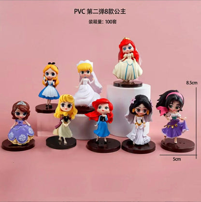 Pack of 8 Princess Mini Figures, Princess Figures Cake Topper, Birthday Decoration, Cake Decoration Accessories, Car Decorations, Table Decorations| 8.5-5 Cm