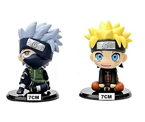 Naruto & Kakashi Sitting Anime Figures | Set of 2 | 7 cm | Naruto Itachi Anime Lovers | Latest Japanese Manga | Base Needs to be Assembled | Comes in Brown Box Packing