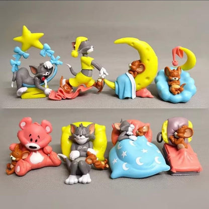 Tom and Jerry Sleeping Figure Toy Home Decors, Office Desk and Study Table| Set of 8 | Size Approx 9-8 CM