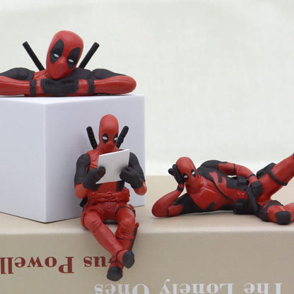 Deadpool - Action Figures | 3 Figures Set | Most Loved Comic Super Hero | Cake Toppers | Room Garden | 8-10 cms | Set of 3 Figures