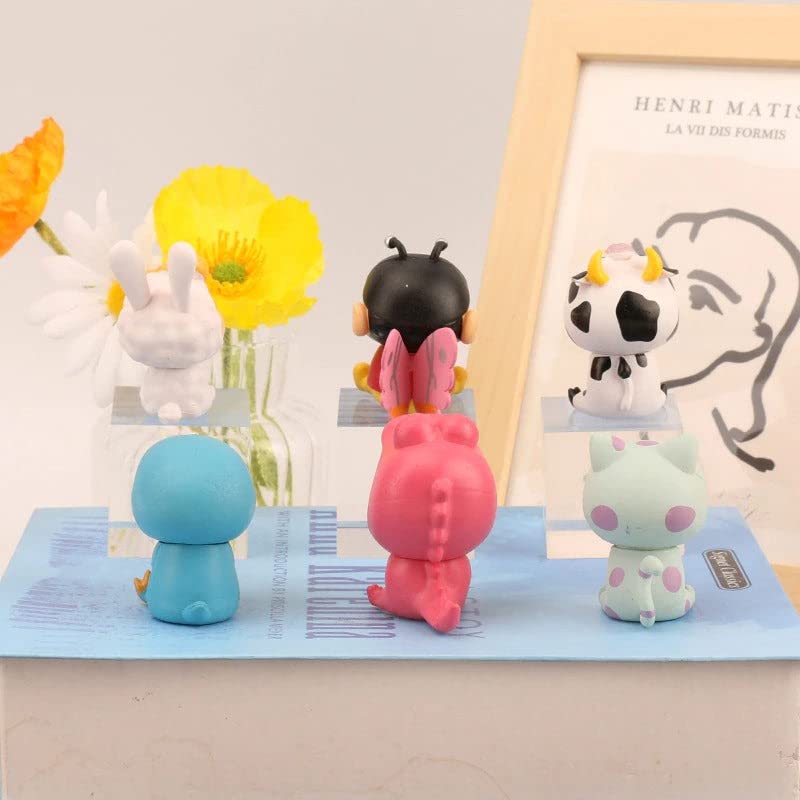 shinchan Figures - 6 pcs - Action Figure (Small) | Cake Toppers | The Naughty Cute Cartoon | Room Garden | No Box | 6 cms | Design B All 6