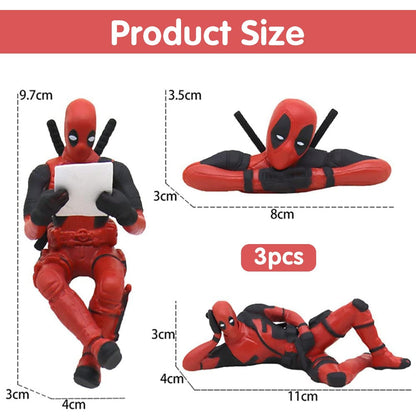 Deadpool - Action Figures | 3 Figures Set | Most Loved Comic Super Hero | Cake Toppers | Room Garden | 8-10 cms | Set of 3 Figures