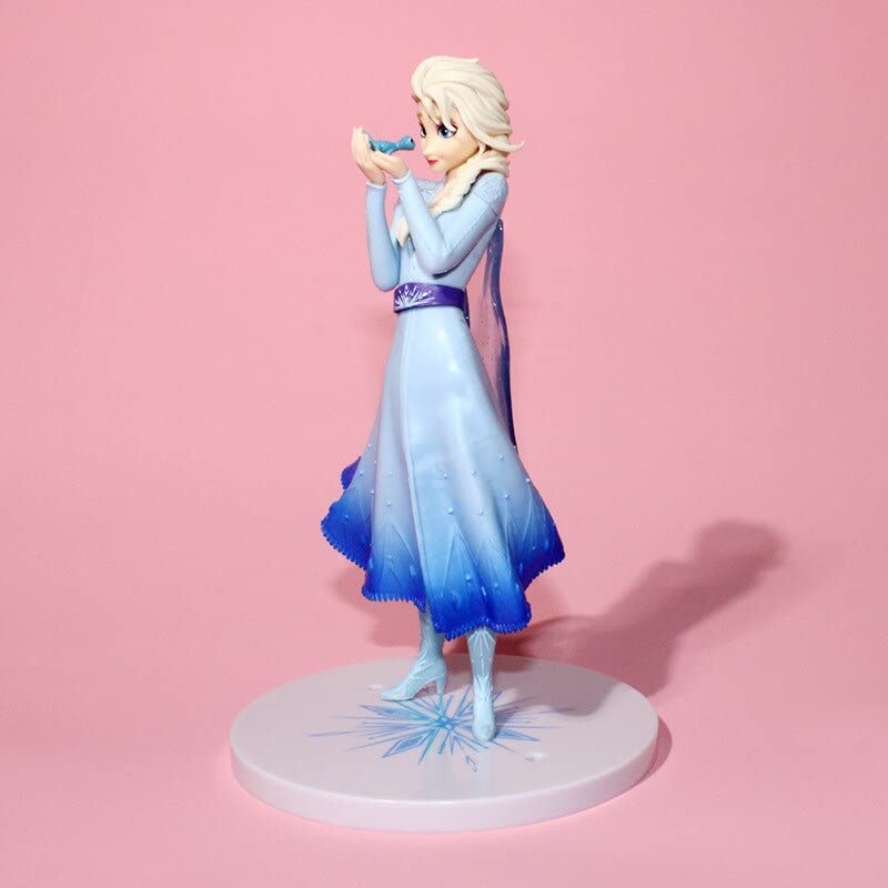 Disney Princess Frozen 2 Elsa | 19 cm | Snow Queen with Fire Lizard in Hand | Anime Dolls Figurines Kids Toy Children Gift | Cake Toppers