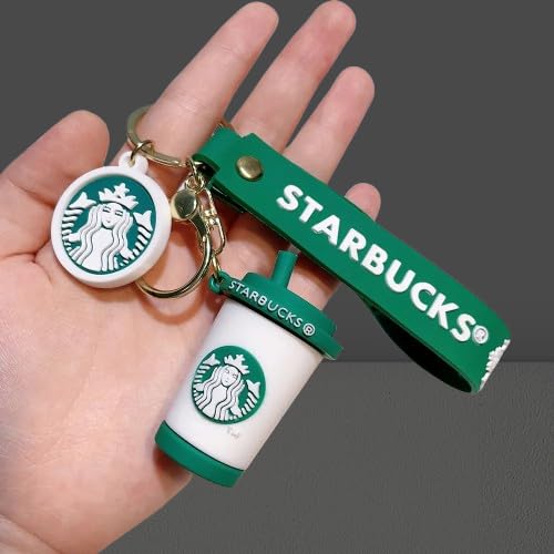 Starbucks Keychain with Loop and Hook Key Chain Bag Hanging Keyring ( Green)