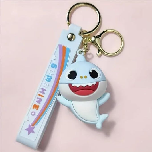 Shark Baby blue Keychain with Loop and Hook Key Chain Bag Hanging Keyring