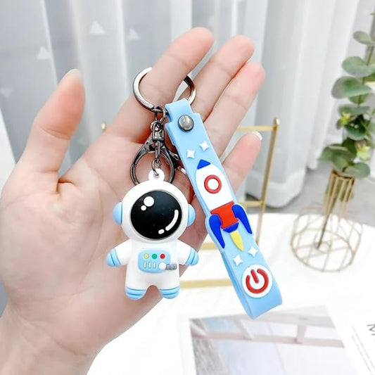 Astronaut Blue Keychain with Loop and Hook Key Chain Bag Hanging Keyring