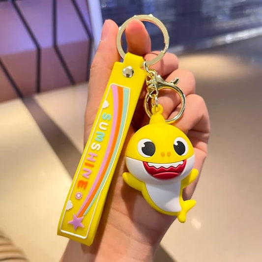 Shark Baby Yellow Keychain with Loop and Hook Key Chain Bag Hanging Keyring