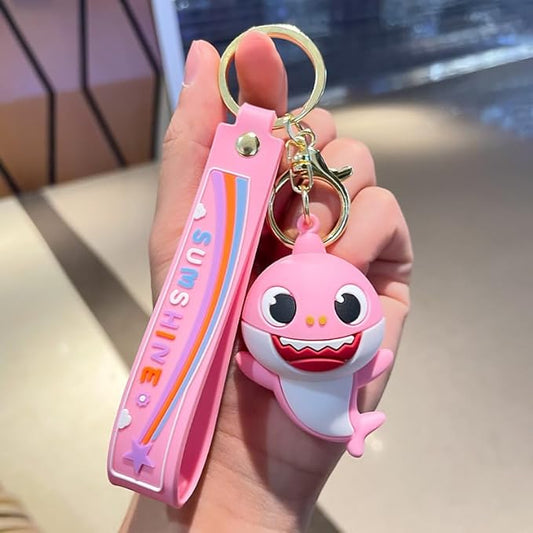 Shark Baby Pink Keychain with Loop and Hook Key Chain Bag Hanging Keyring |