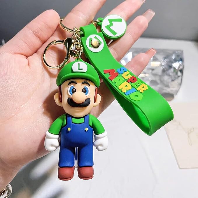 Super Mario Keychain with Loop and Hook Key Chain Bag Hanging Keyring | Green