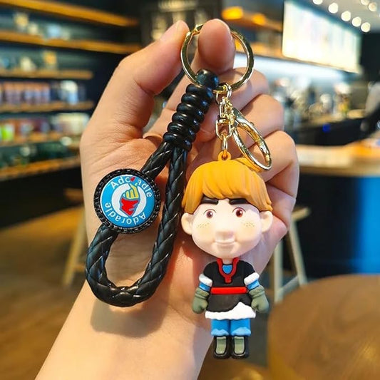 Frozen-Hans Keychain with Loop and Hook Key Chain Bag Hanging Keyring