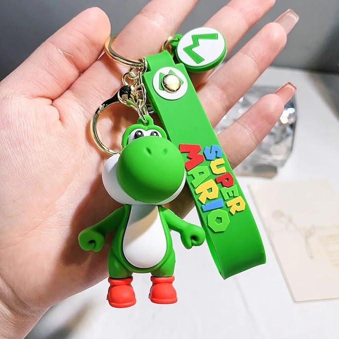 Super Mario Yoshi Keychain with Loop and Hook Key Chain Bag Hanging Keyring