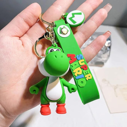 Super Mario Yoshi Keychain with Loop and Hook Key Chain Bag Hanging Keyring