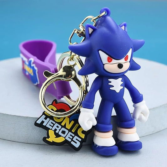 Sonic Keychain with Loop and Hook Key Chain Bag Hanging Keyring | Blue