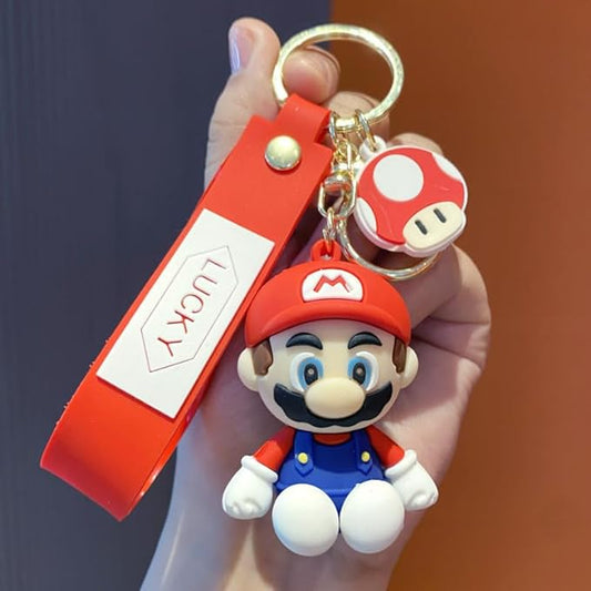 Mario Keychain with Loop and Hook Key Chain Bag Hanging Keyring | Color B