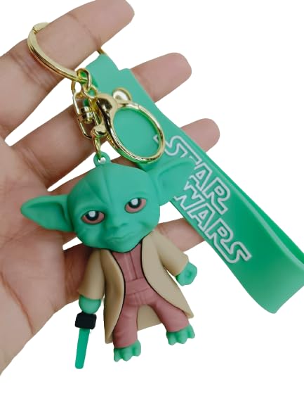 Star Wars Yoda Keychain with Loop and Hook Key Chain Bag Hanging Keyring)