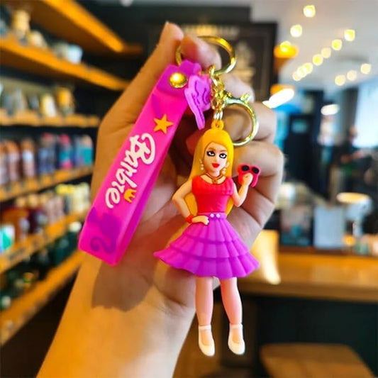 Barbie Keychain with Loop and Hook Key Chain Bag Hanging Keyring | Color F