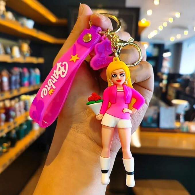 Barbie Keychain with Loop and Hook Key Chain Bag Hanging Keyring | Color C