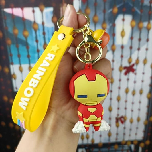 Iron Man Keychain with Loop and Hook Key Chain Bag Hanging Keyring)