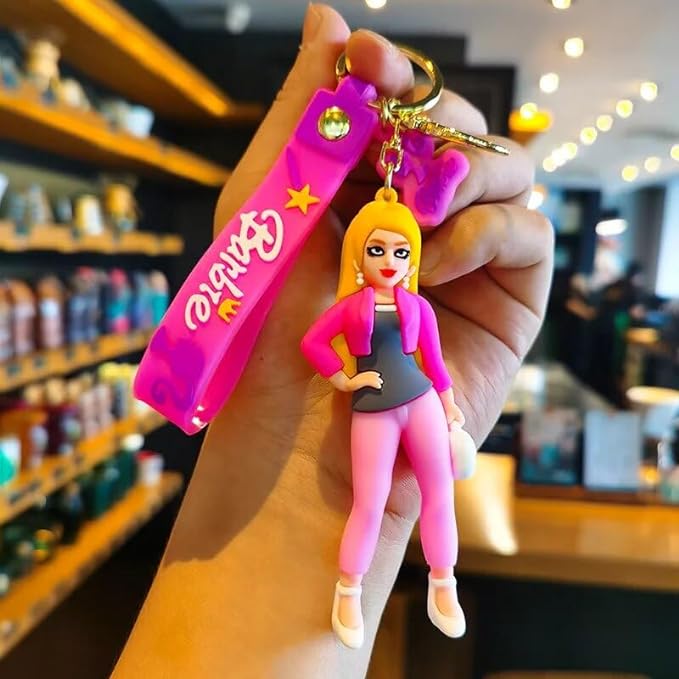 Barbie Keychain with Loop and Hook Key Chain Bag Hanging Keyring | Color B