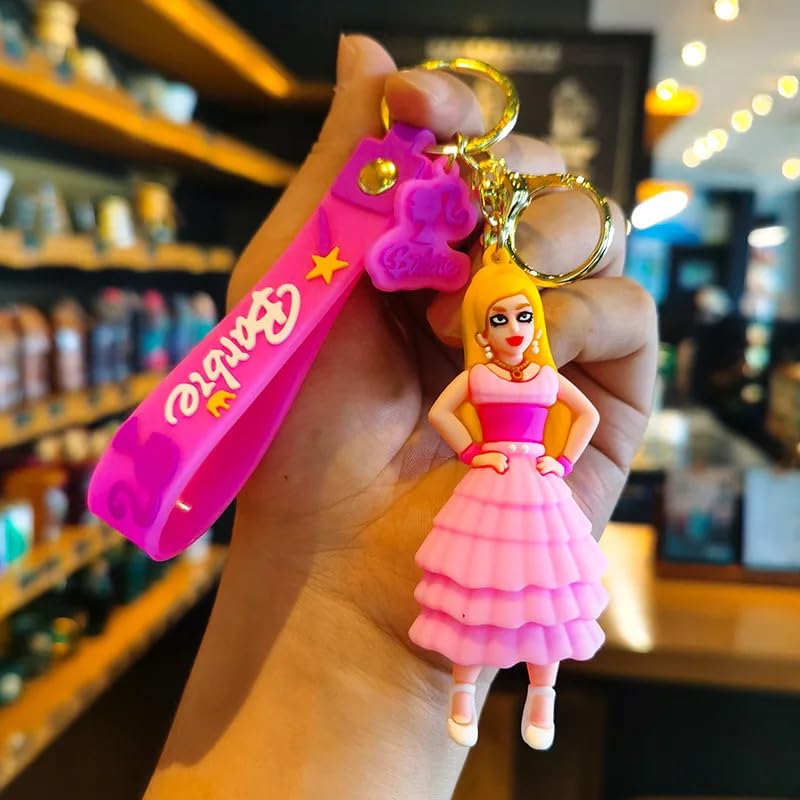 Barbie Keychain with Loop and Hook Key Chain Bag Hanging Keyring | Color E