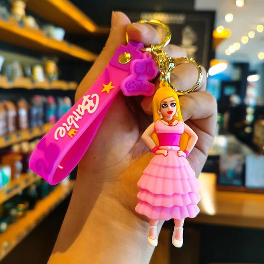 Barbie Keychain with Loop and Hook Key Chain Bag Hanging Keyring | Color E