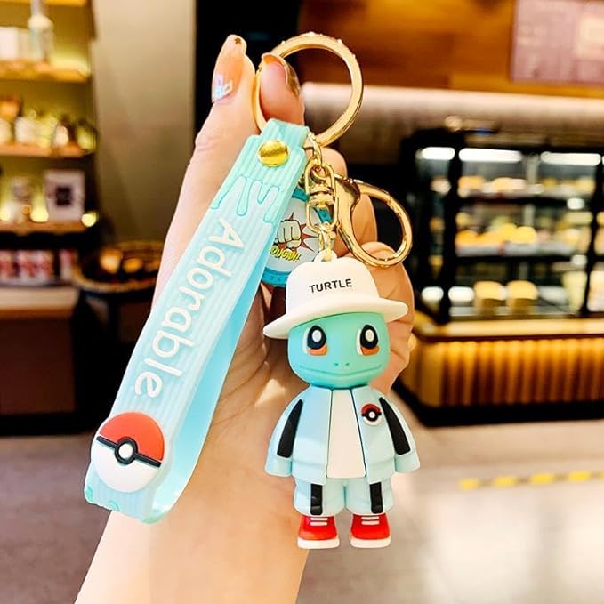 Pokemon Turtle Keychain with Loop and Hook Key Chain Bag Hanging Keyring