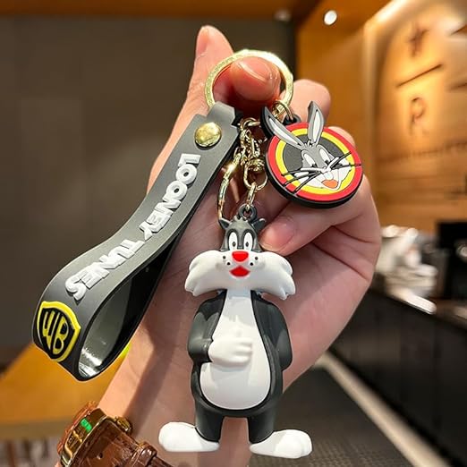 Looney Tunes  Keychain with Loop and Hook Key Chain Bag Hanging Keyring| Bugs