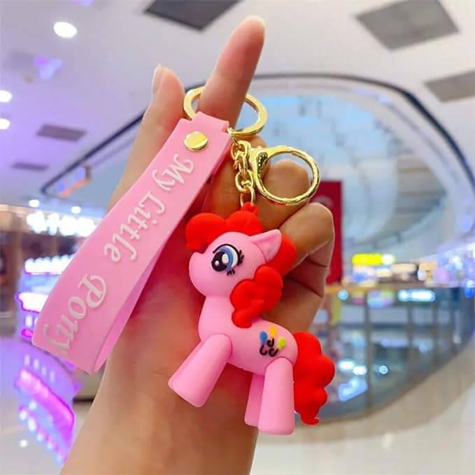 Little Pony Keychain with Loop and Hook Key Chain Bag Hanging Keyring  (Pink)