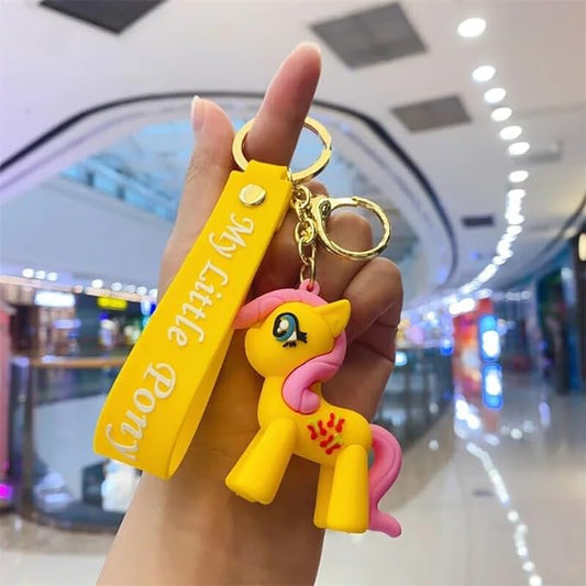 Little Pony Keychain with Loop and Hook Key Chain Bag Hanging Keyring  (Yellow)