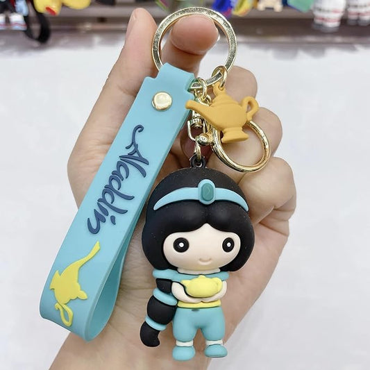 Princess Jasmine Keychain with Loop and Hook Key Chain Bag Hanging Keyring