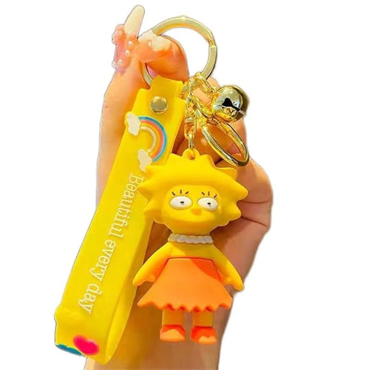 Lisa Simpson Keychain with Loop and Hook Key Chain Bag Hanging Keyring