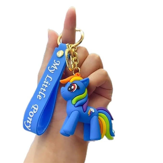 Little Pony Keychain with Loop and Hook Key Chain Bag Hanging Keyring  (Blue)