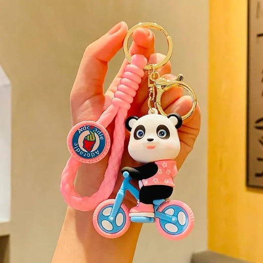 Panda Keychain with Loop and Hook Key Chain Bag Hanging Keyring