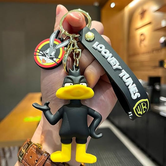 Daffy Duck Keychain with Loop and Hook Key Chain Bag Hanging Keyring