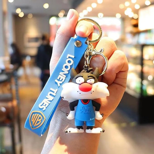 Looney Tunes Sylvester Keychain with Loop and Hook Key Chain Bag Hanging Keyring