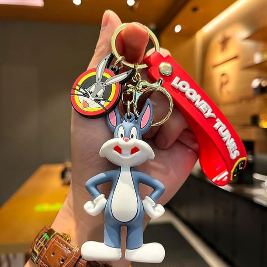 Looney Tunes  Keychain with Loop and Hook Key Chain Bag Hanging Keyring| Bugs B