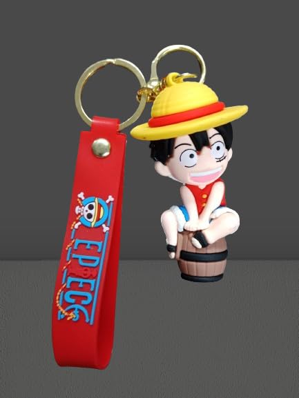 One Piece Luffy keychain with Loop and Hook Key Chain Bag Hanging Keyring | Anime