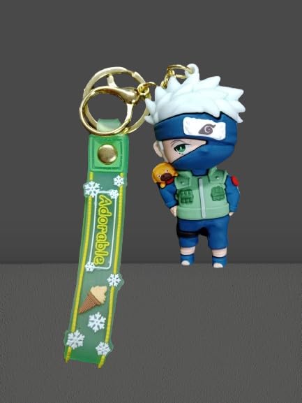 Naruto Kakashi keychain with Loop and Hook Key Chain Bag Hanging Keyring