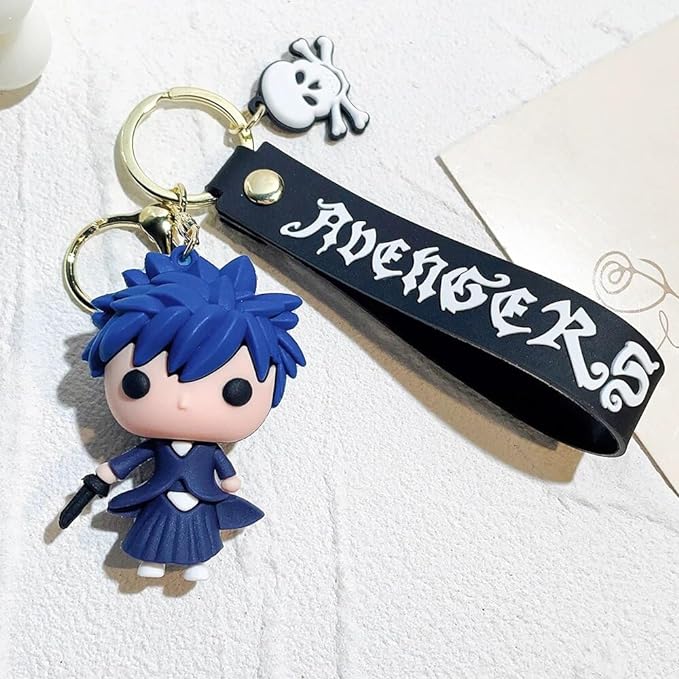 Bleach keychain with Loop and Hook Key Chain Bag Hanging Keyring | Color Blue