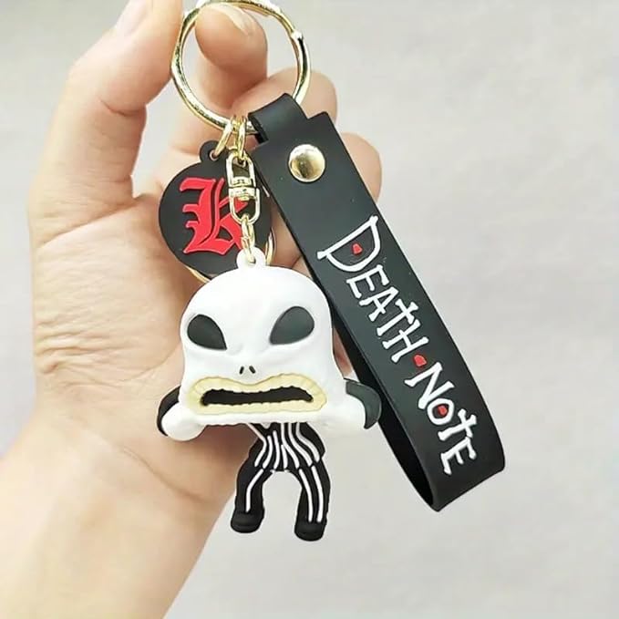 Death Note Ghost Face Keychain with Loop and Hook Key Chain Bag Hanging Keyring