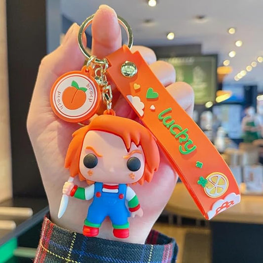 Chucky Character Keychain with Loop and Hook Key Chain Bag Hanging Keyring