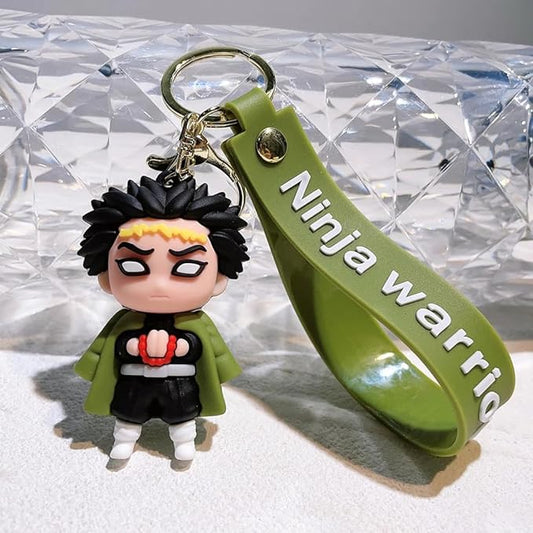 Demon Slayer keychain with Loop and Hook Key Chain Bag Hanging Keyring | Color Green