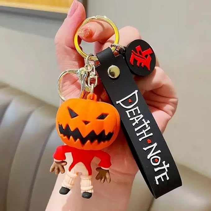 Death Note Pumpkin Keychain with Loop and Hook Key Chain Bag Hanging Keyring