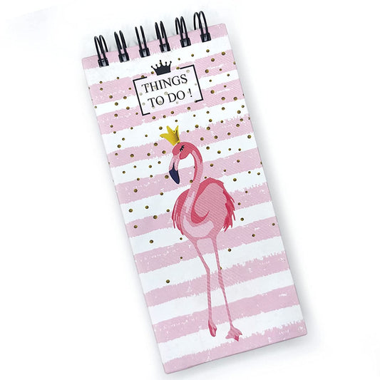 Flamingo Things to Do Notepad | Memo Pad | To Do Organizer | Hardbound Wiro Pad | 250 Ruled Pages | 3.5 x 8 Inches |