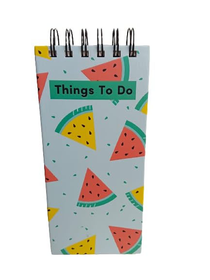 Watermelon Things to Do Notepad | Memo Pad | To Do Organizer | Hardbound Wiro Pad | 250 Ruled Pages | 3.5 x 8 Inches |