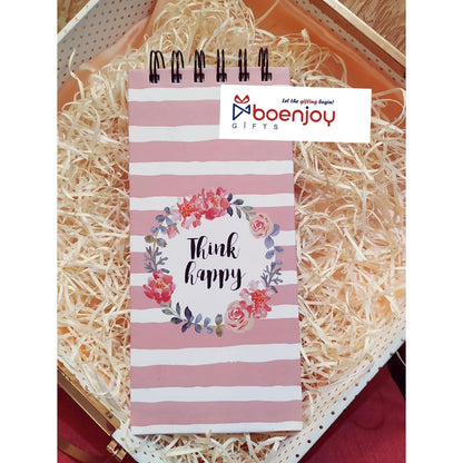 Think Happy Things to Do Notepad | Memo Pad | To Do Organizer | Hardbound Wiro Pad | 250 Ruled Pages | 3.5 x 8 Inches |