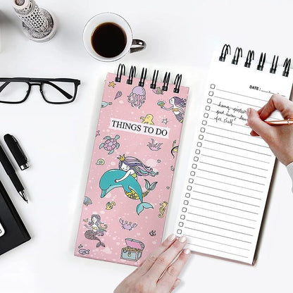 Dolphin Pink Things to Do Notepad | Memo Pad | To Do Organizer | Hardbound Wiro Pad | 250 Ruled Pages | 3.5 x 8 Inches |